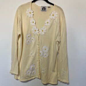 Storybook Knits Vintage “Daisy Land” Spring Sweater, Size L